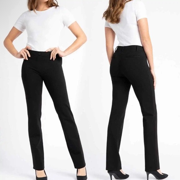Betabrand Pants - Betabrand Mid Rise Straight Leg Black Pull On Yoga Pants
